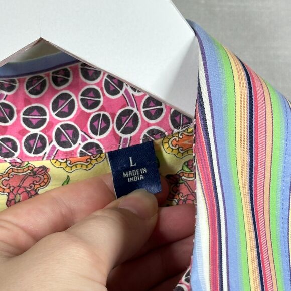 Robert Graham Shirt Mens Colorful Button Up Large Embroidered Striped Floral - Picture 13 of 16